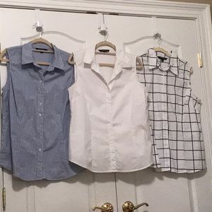 Sleeveless Button-Up Blouse Trio